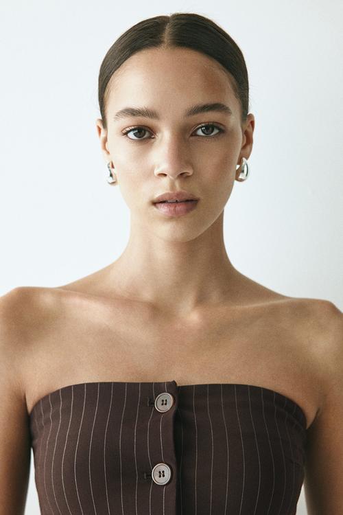 Bandeau waistcoat - dark brown/pinstriped