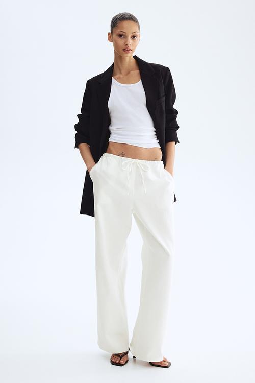 Denim drawstring trousers - white