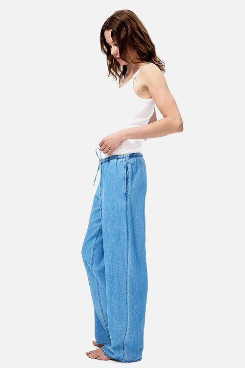 Denim drawstring trousers - light denim blue