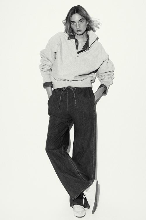 Denim drawstring trousers - denim blue