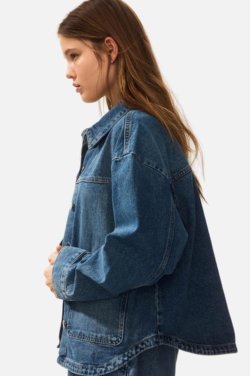 Twill shacket - denim blue