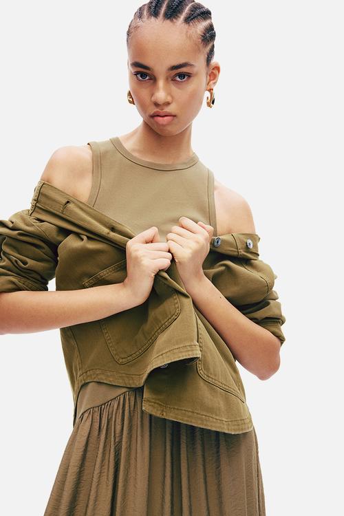Twill shacket - dark khaki green