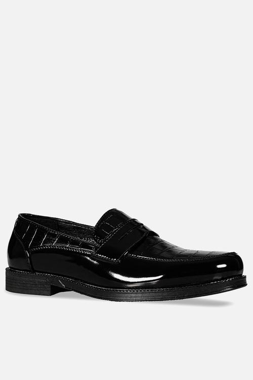 Hi Shine & Croc vamp Slip on - Black