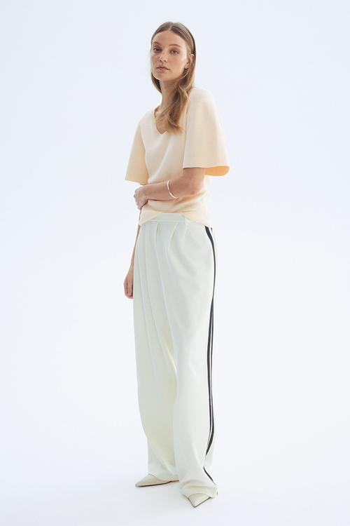 Fine-knit T-shirt - cream