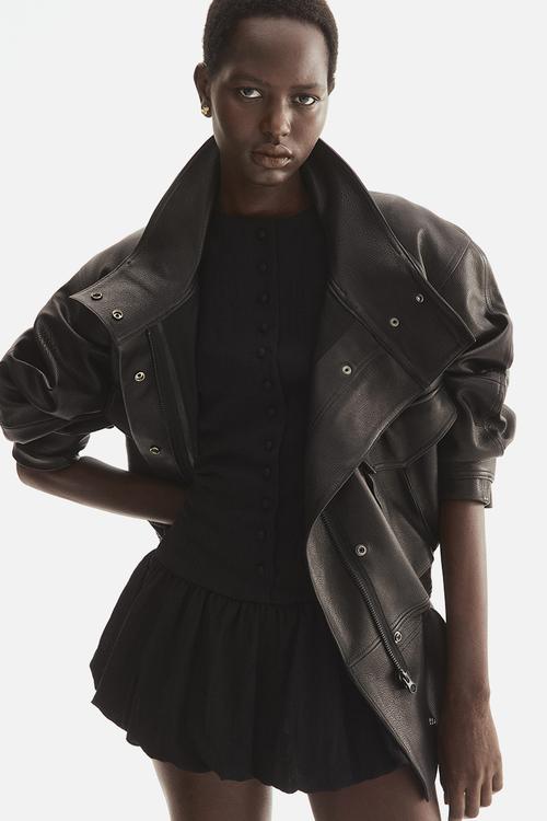 Bubble-hem dress - black