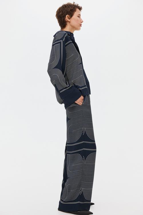 Pull-on trousers - dark blue/patterned