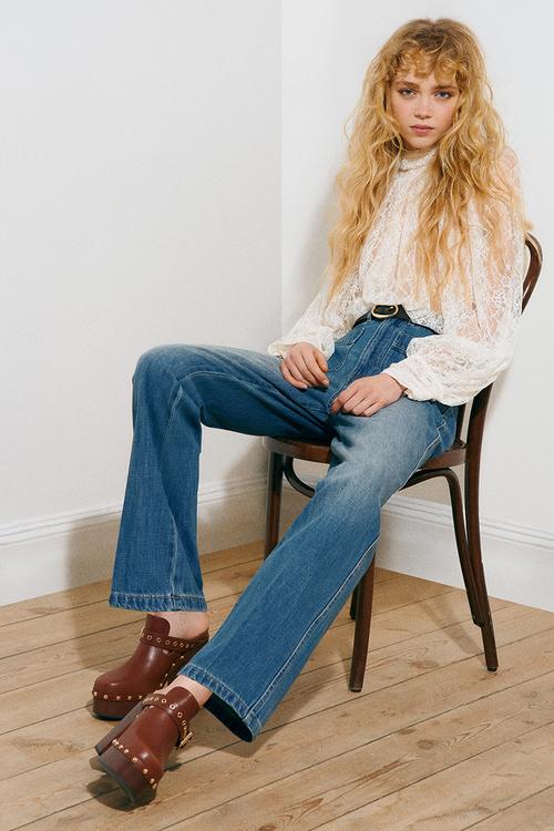 Straight high waist jeans - denim blue