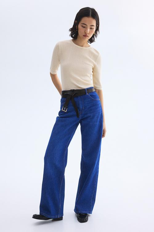 Rib-knit T-shirt - cream