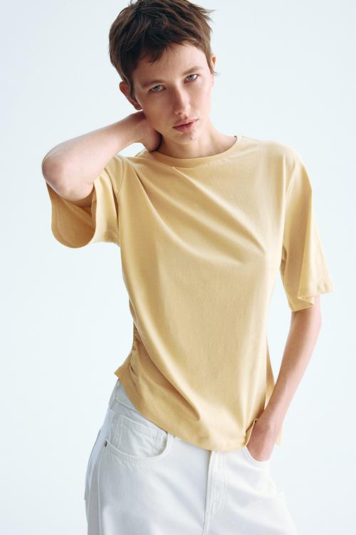 Draped T-shirt - light yellow