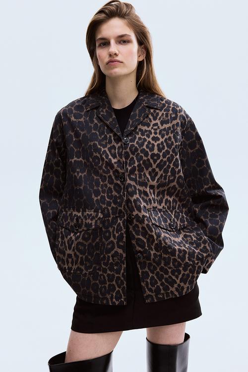 Twill jacket - brown/leopard print