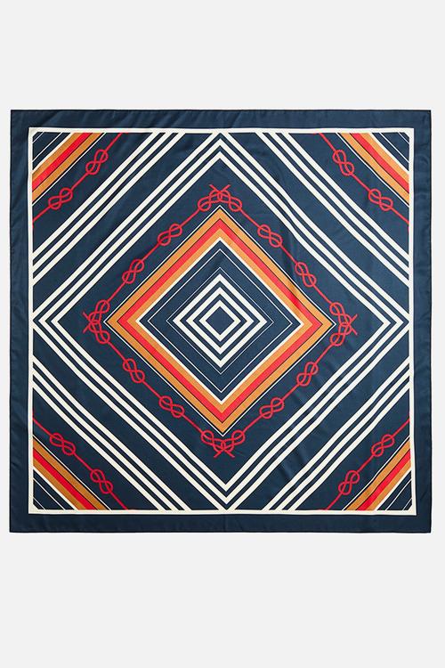 Patterned scarf - navy blue/knots