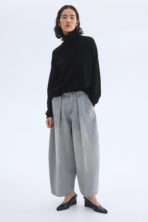 Barrel leg regular waist jeans - light denim grey