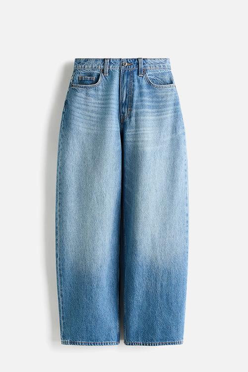 Curvy fit baggy high waist jeans - light denim blue