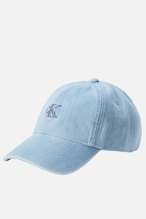Monogram embroidery denim baseball cap -light wash denim
