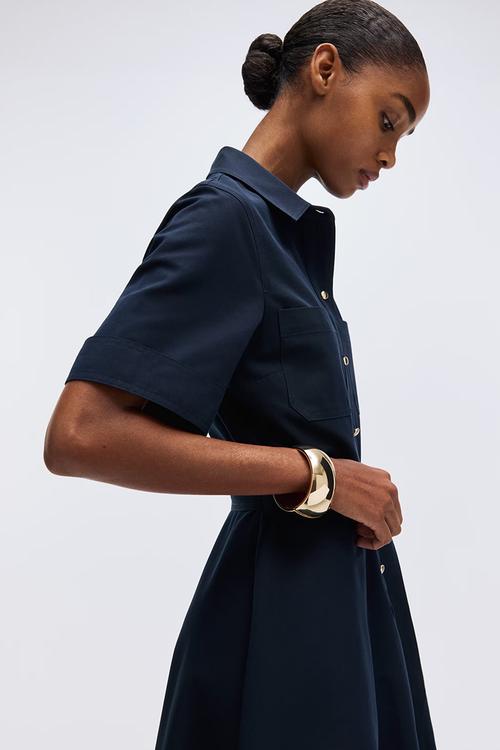 Short-sleeved shirt dress - navy blue