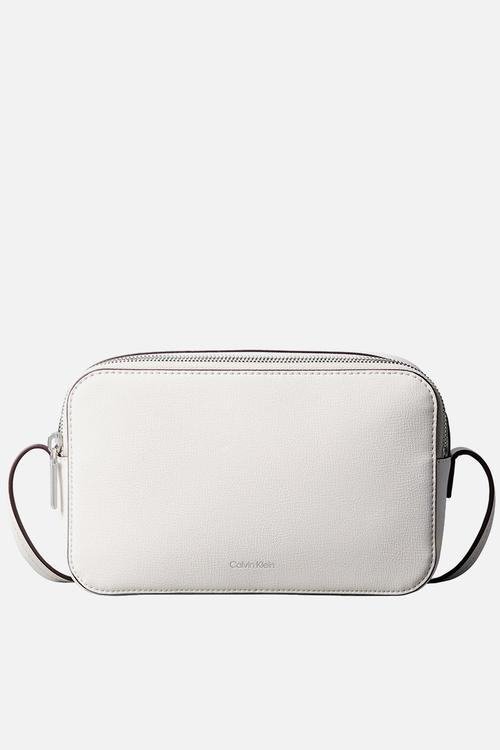 Foil logo elongated camera bag -white alyssum