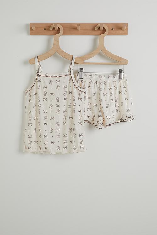 Aop cami and shorts pj set - white