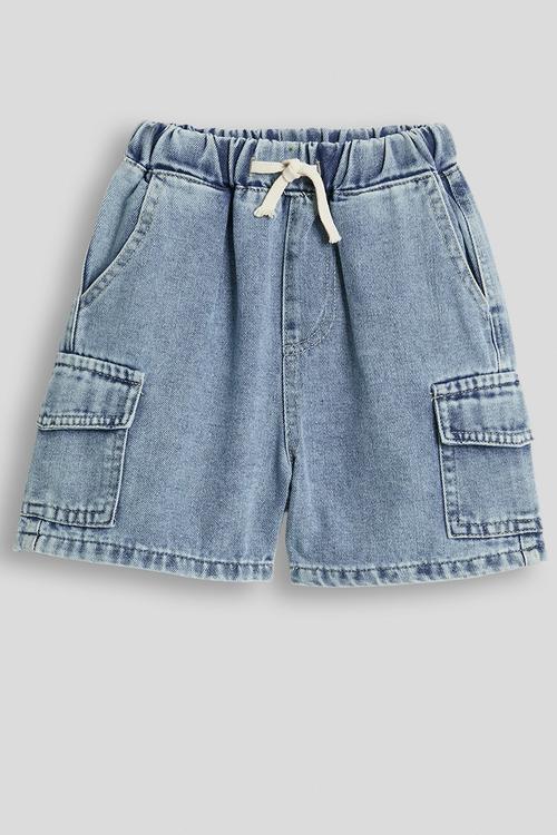 Denim cargo-style shorts - blue