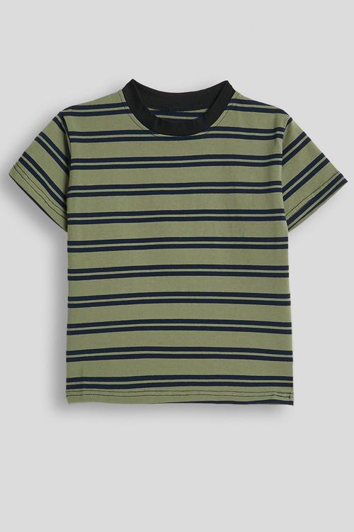 Crew neck tee - green/black stripes