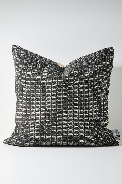 Woven Grid Cushion Cover - Charcoal