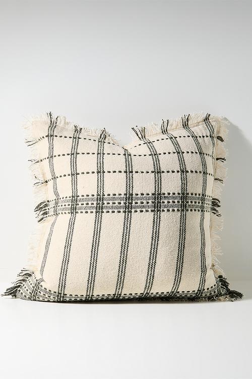 Woven Check Cushion Cover - Olive & Neutral