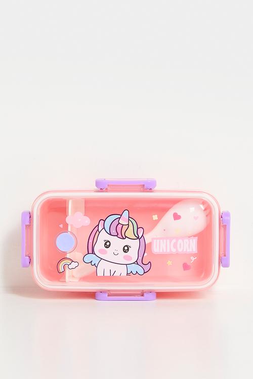 Unicorn graphic lunch box - peach