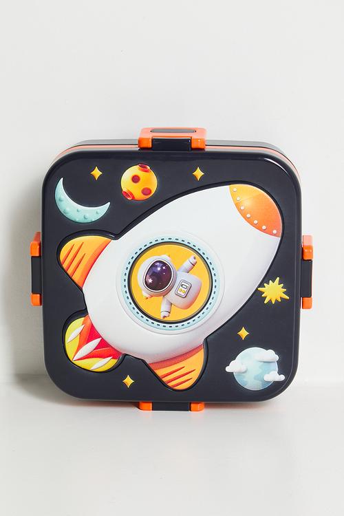 Spaceship graphic lunch box - navy