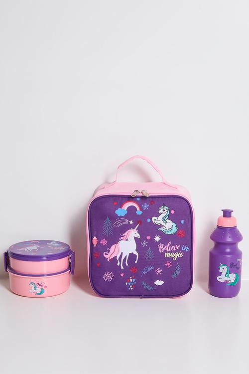 Lunch bag set - pink & purple