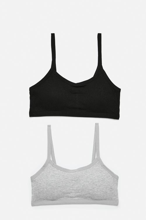 2 Pack padded training bra - black/grey
