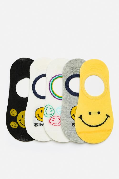 5 Pack smiley themed low-cut socks - multi
