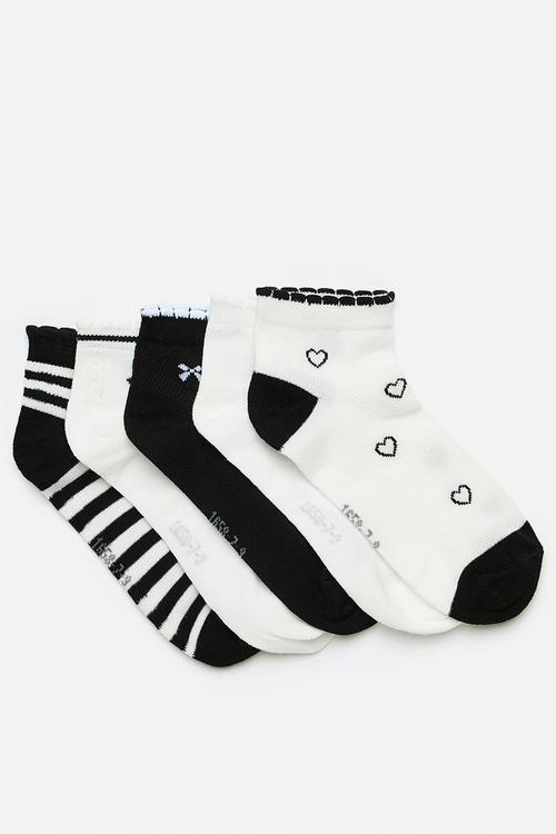 5 Pack ankle socks - black & white