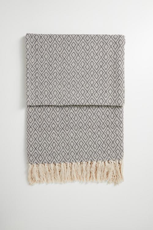 Marley Cotton Geo Throw - Grey
