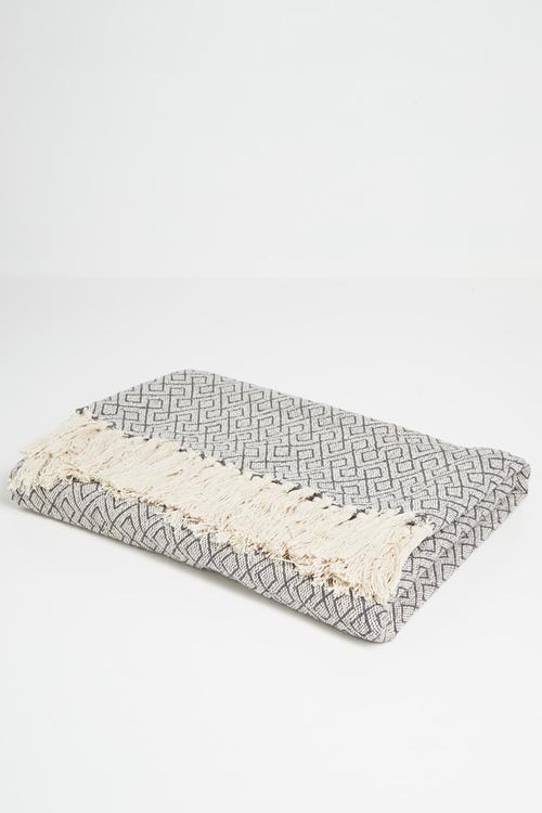 Marley Cotton Geo Throw - Grey