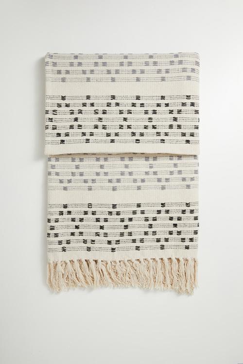Cotton Woven Geo Throw Black & Nat