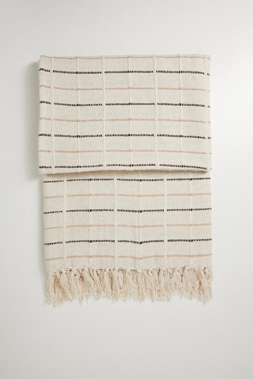 Cotton Woven Stitch Throw Natural
