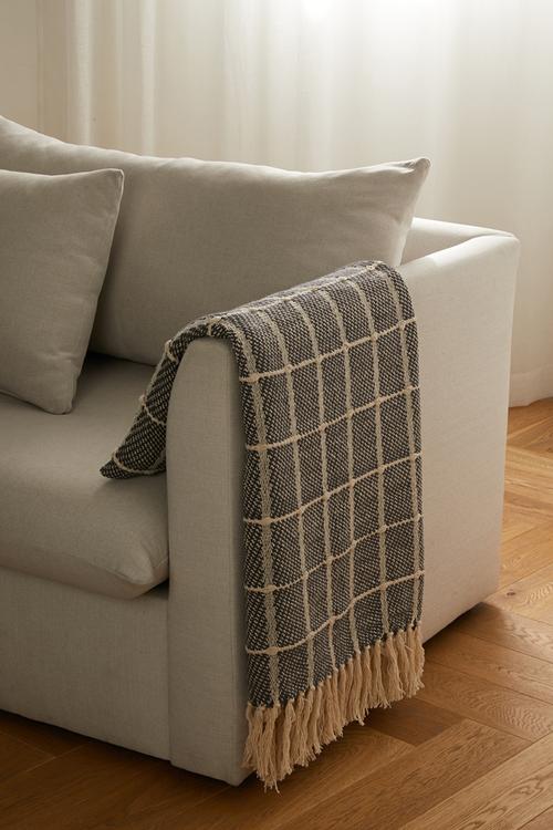 Reese Cotton Check Throw - Charcoal