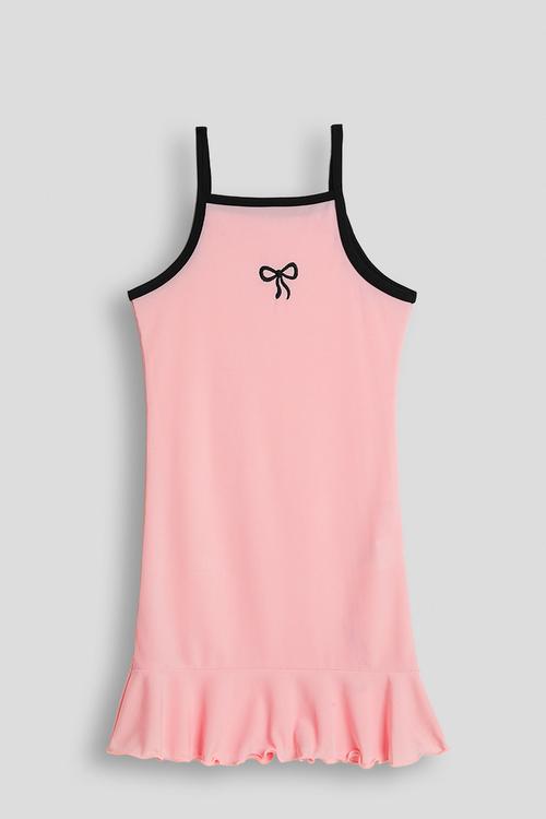 Camisole dress with hem frill - pink/black
