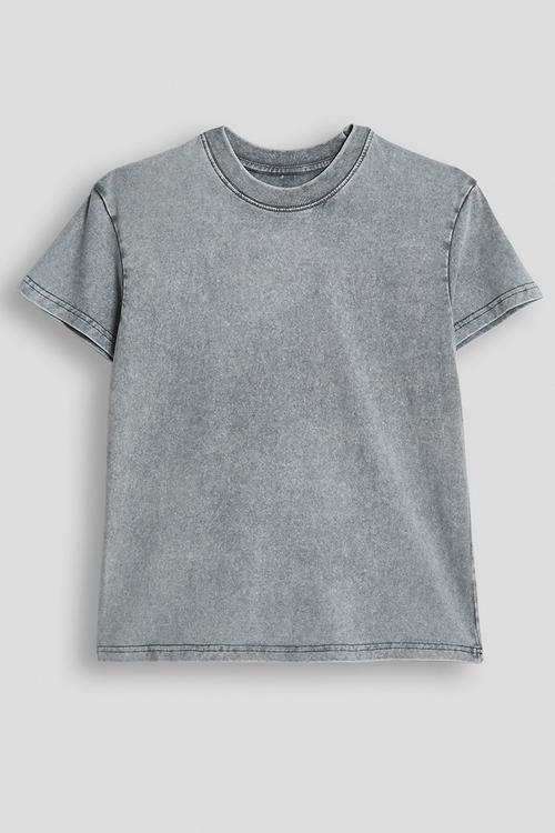 Distressed crew neck tee - grey