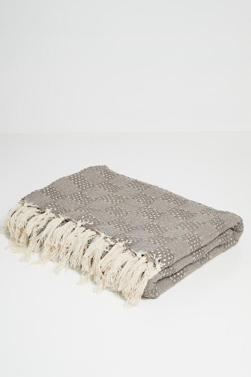 Fin Cotton Geo Throw - Natural