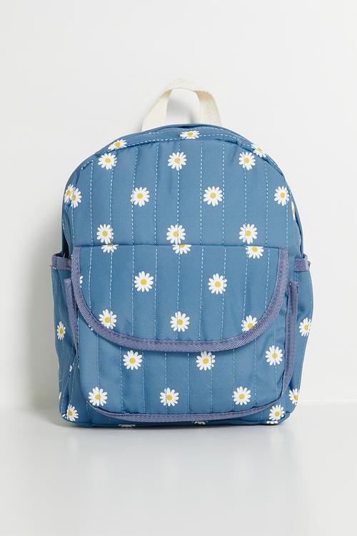 Quilted backpack - blue/floral aop