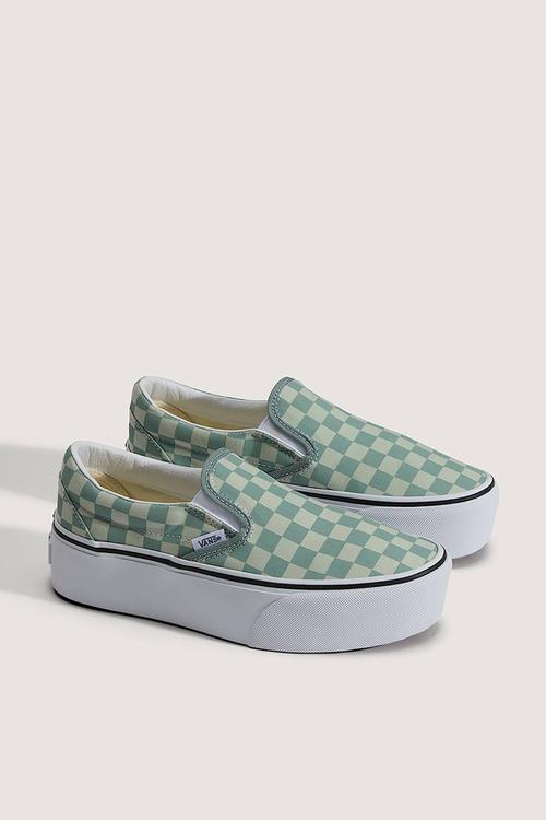 Classic Slip-On Stackform - Checkerboard Dusty Mint/Mint Shadow