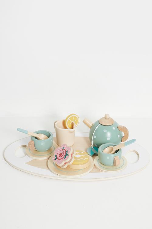 Tea set - blue and neutral
