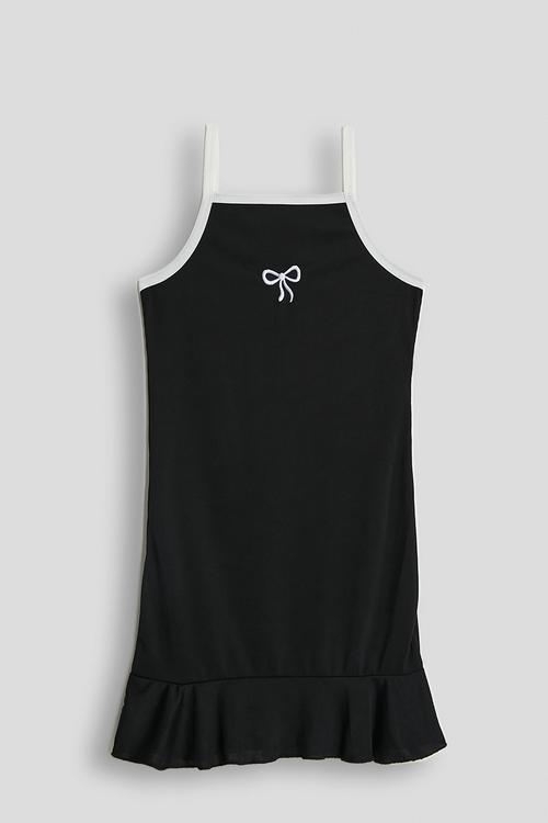 Camisole dress with hem frill - black