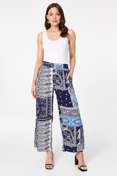 High Waist Wide Leg Easy Wearing Trouser - Navy