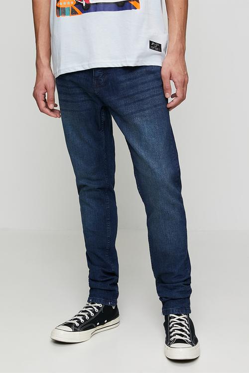 Denim Skinny Fit Jean - Dark Blue Long Length