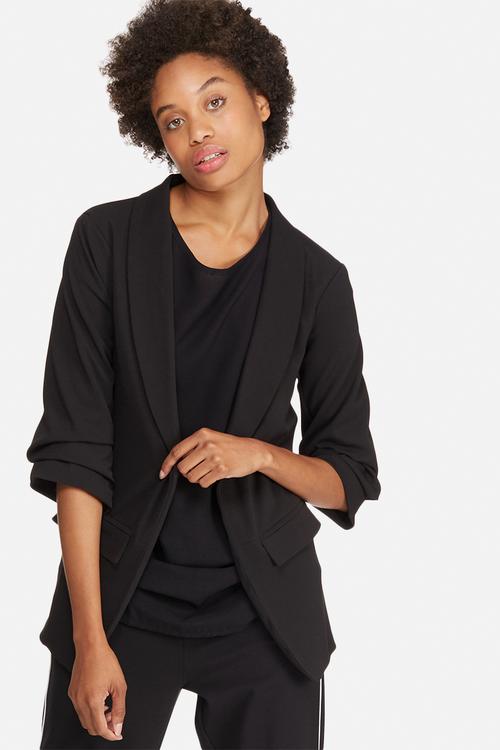 Ruched sleeve blazer
