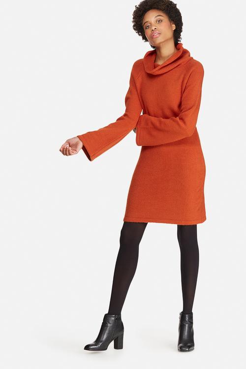 Fluted sleeve knitwear dress