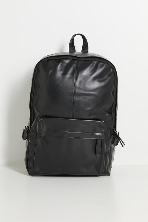 Faux leather backpack - black