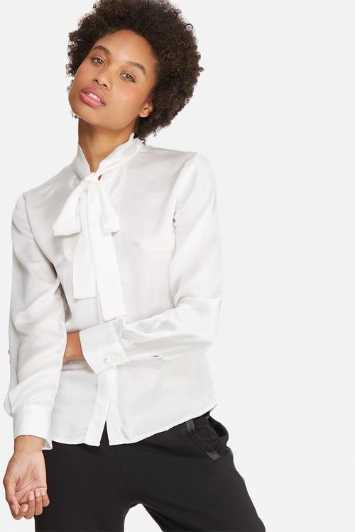 Satin kitty bow blouse