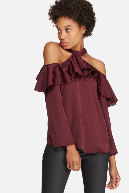Cold shoulder frill blouse